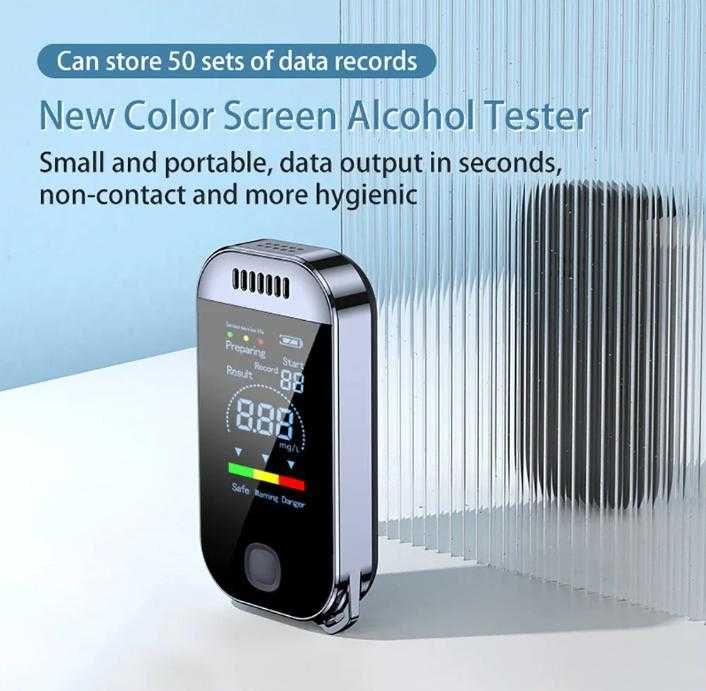 Светеща Запалка Ключодържател Алкохолен Тестер Безконтактен Дрегер Алкотестер Алкохоломер с Дисплей АвтоКалибриране Разпознаващ Фалшив Дъх Бърз Анализ