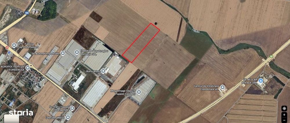 Teren de vanzare, 24.000 mp,deschidere  45 ml, DN4, Popesti Leordeni