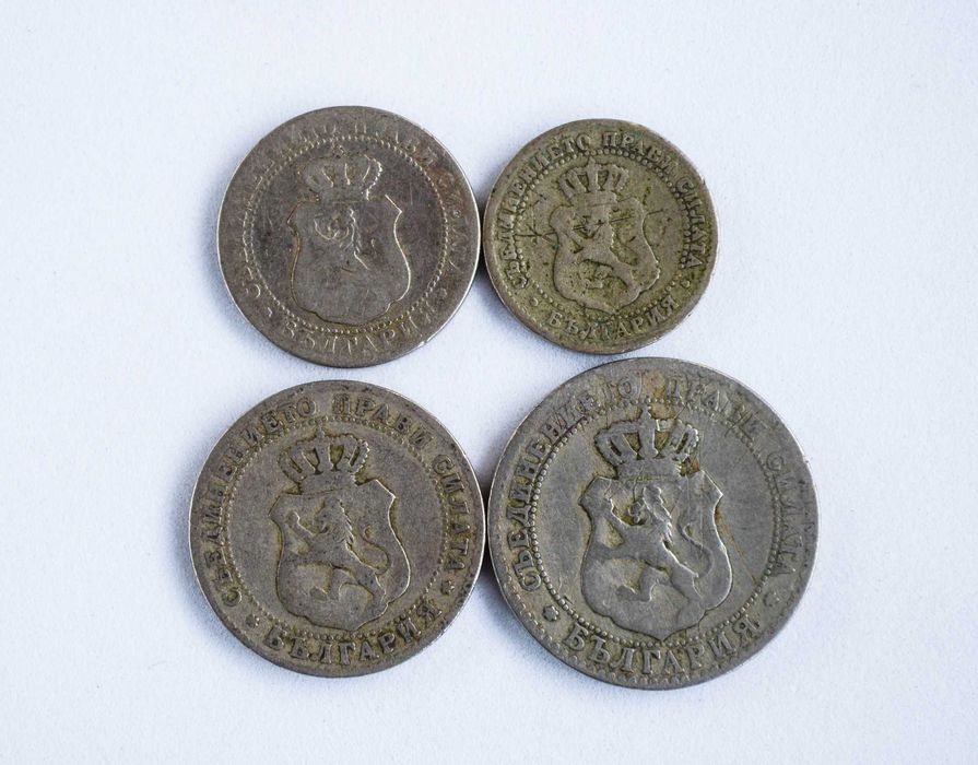 България 2 стотинки и половина, 5, 10 и 20 стотинки от 1888 година лот