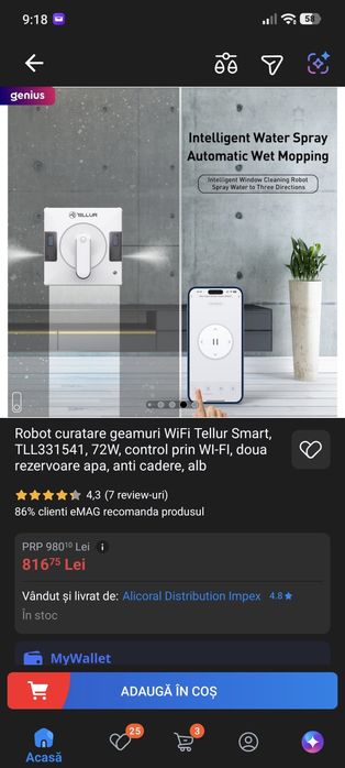 Robot spălat geamuri Tellur