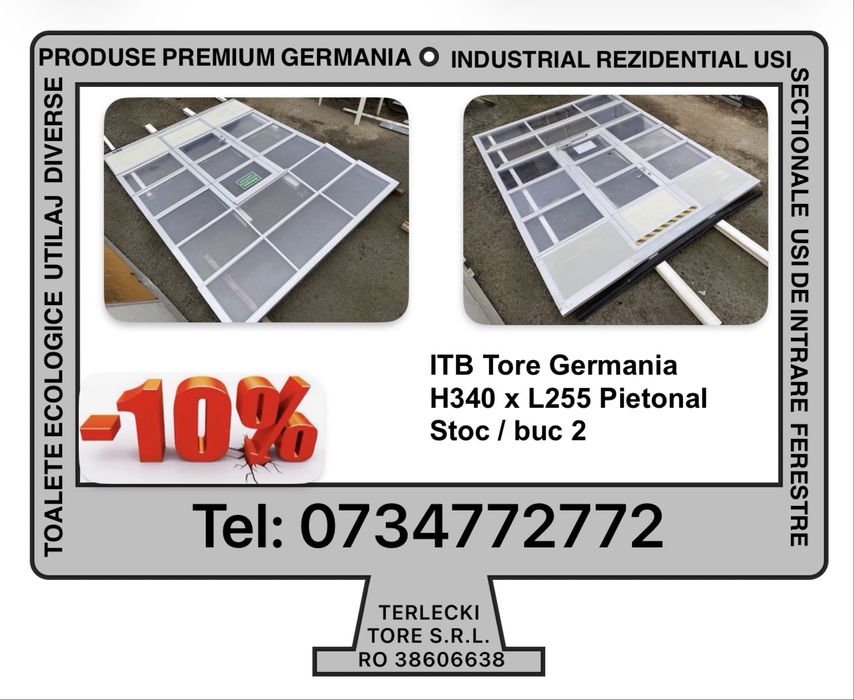 USA SECTIONALA INDUSTRIALA poarta hala garaj H 340 x L 255 Garantie