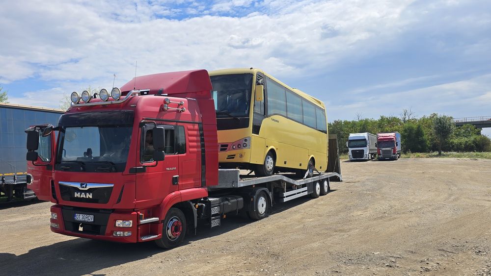 Platforma Transport Utilaje Grele Tractari Auto Recuperator Camioane Dube Trailer Buldoexcavatoare Tractoare Combine Microbuze Autoutilitare DEx12 A1