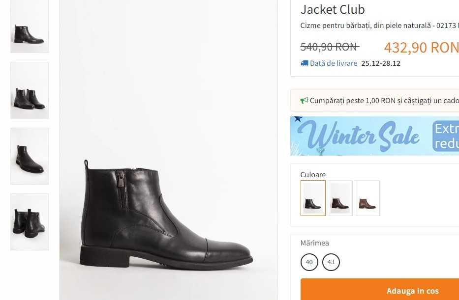 Ghete jodhpur 44 zip premium ALDO piele naturala moale