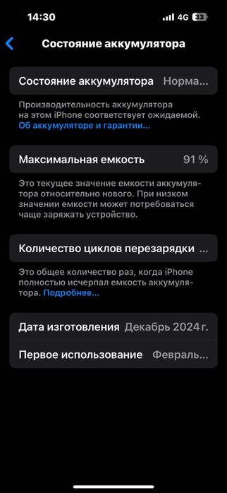 Айфон 16 91% 128 Гб