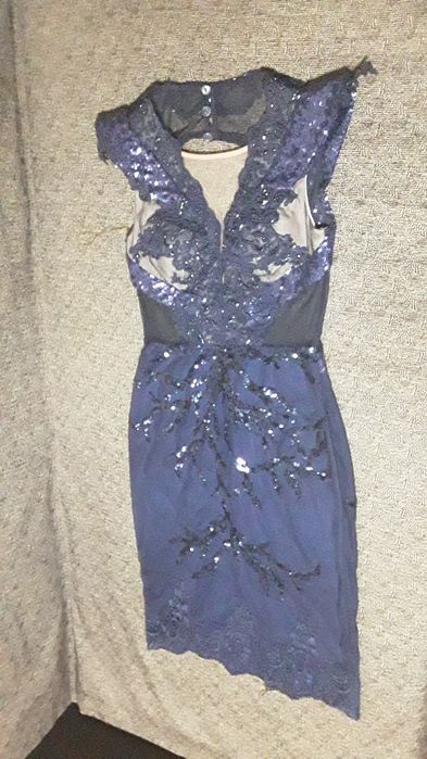 Rochie de ocazie bleumaren paiete cu dantela 40-42.