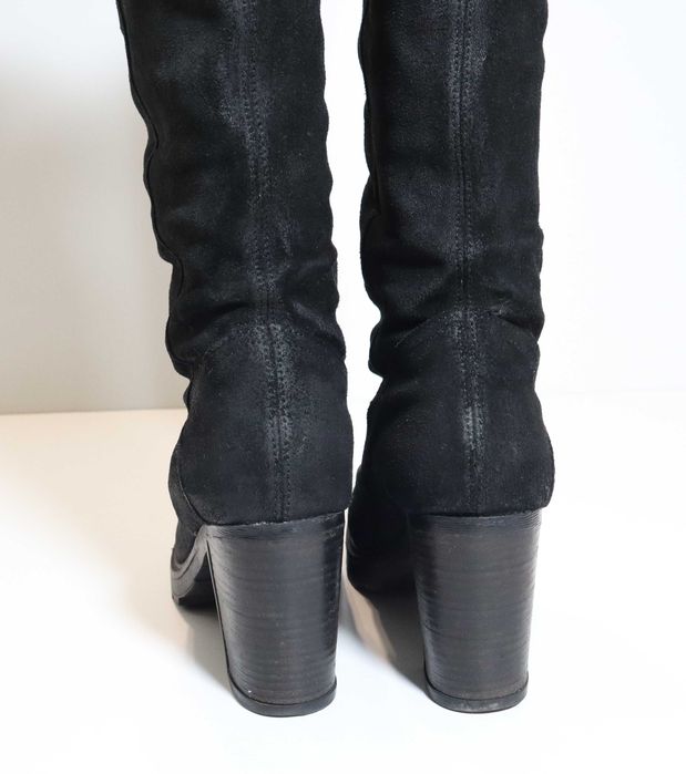 Cizme lungi piele intoarsa Clujana cu toc marimea 38 interior 24 cm