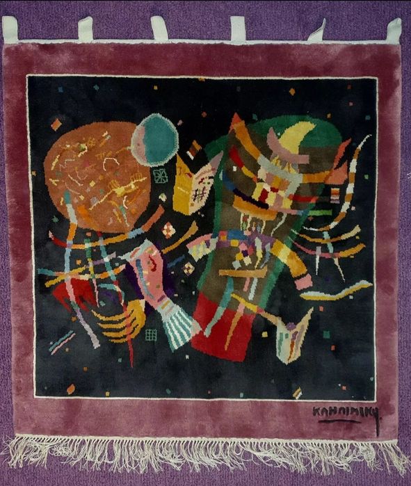 Covor carpeta de perete original hand made Kandinsky, matase, bumbac