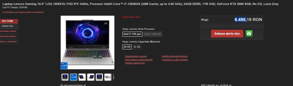 Vând Lenovo LOQ 15IRX10 ca nou