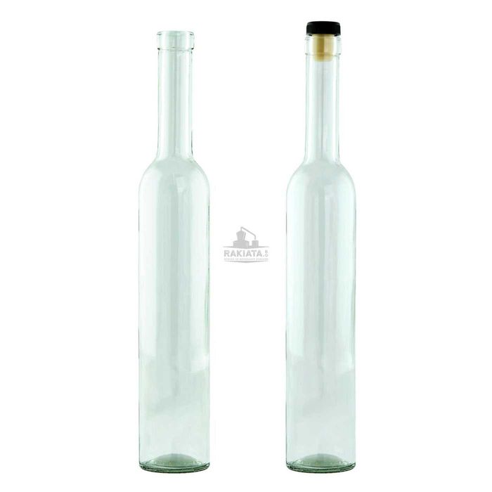 Стъклени бутилки 500 мл. за вино и ракия, 12 броя + кашон + тапи