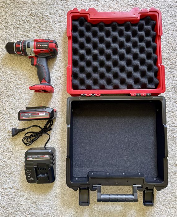 Set masina de gaurit si insurubat (bormasina) Einhell TE-CD 18 Li-i Brushless, 18 V, 60 Nm + acumulator 2.5Ah, 18V + incarcator + cutie transport