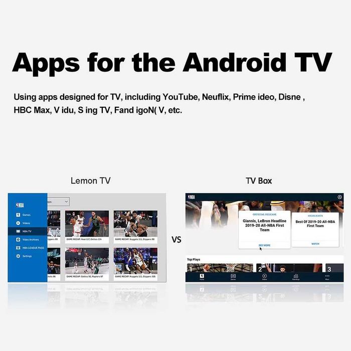 Lemon TV L1 Android 10 ТВ БОКС Quad 4K 2GB 8GB WiFi6 BT5.4 Гласово дистанционно управление YouTube Lemon TV приложение Медиен плейър