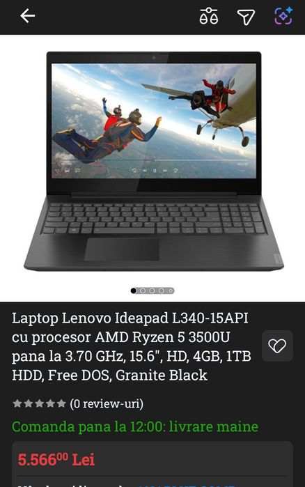 Laptop Lenovo IdeaPad L340. De muncă îl vând la 3250 lei