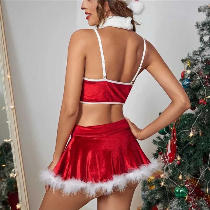 Коледно секси бельо за Жени Комплект къса пола и бюстие