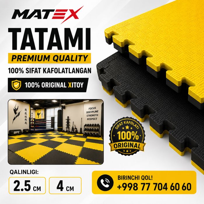 TATAMI SPORT MAT QORA SARIQ 1 sm / 2 sm /2.5 sm / 3 sm / 4 sm BOR