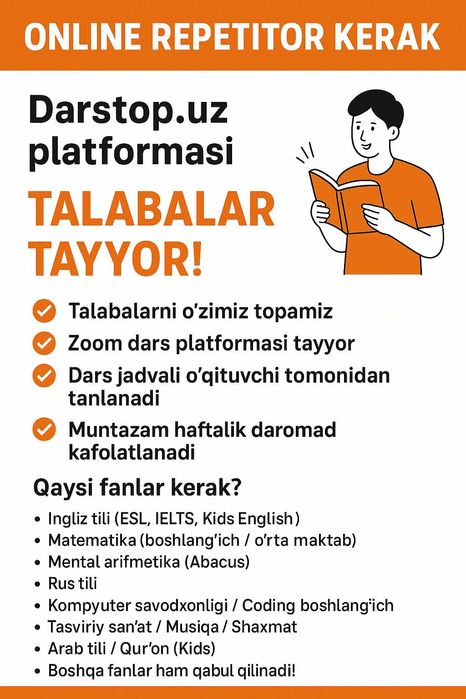 Online repetitorlarni qidiryapmiz – Darstop.uz platformasi