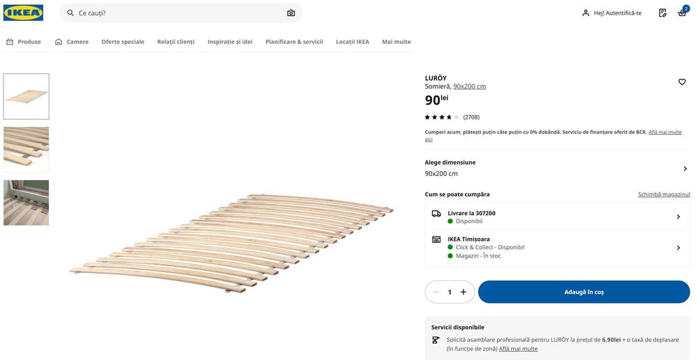 2 X Pat Hemnes IKEA + somieră LURÖY si saltea VATNESTRÖM + topper