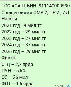 Продам ТОО АСАШ Лицензия СМР-2 Пр-2 с финустоичивостью ярдное