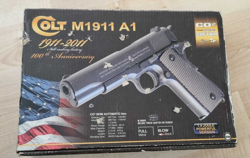 Pistol airsoft pentru competitii, replica Colt M1911, full metal, CO2