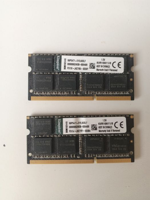 Продаются 2 новые планки ddr 3 16gb (2x8) для ноутбука