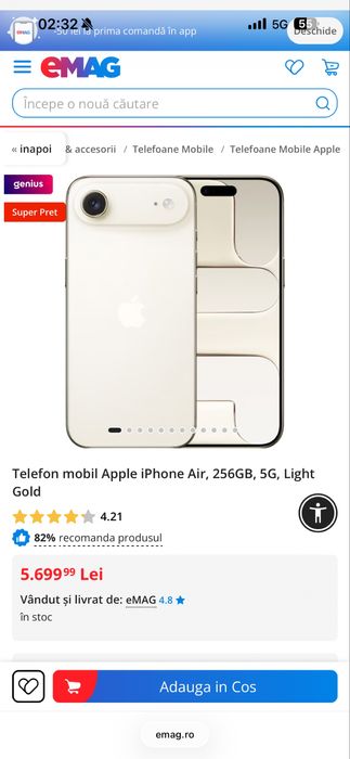 Vand iphone 17 Air gold sigilat