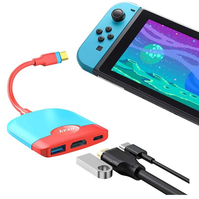 3in1 adaptor USB-C la HDMI + USB 3.0 + USB-C consola Nintendo Switch