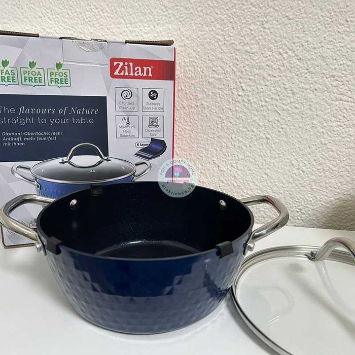 Диамантена тенджера с капак 20 см, керамика, индукционна основа