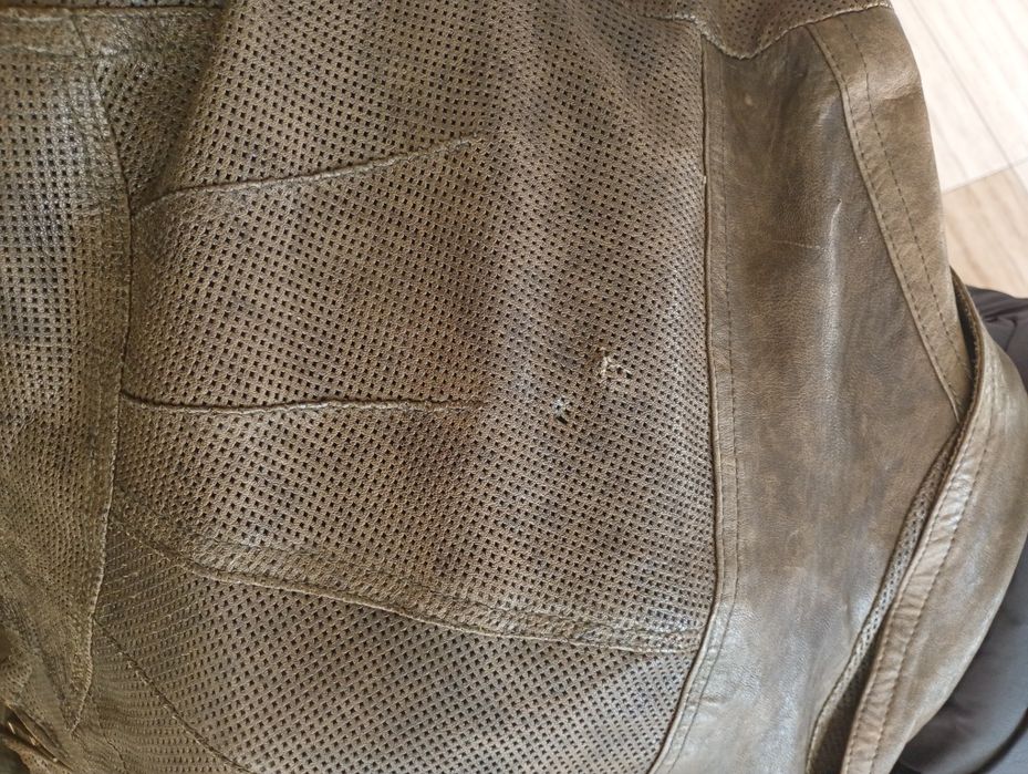 Маслено зелено яке BSB от естествена кожа