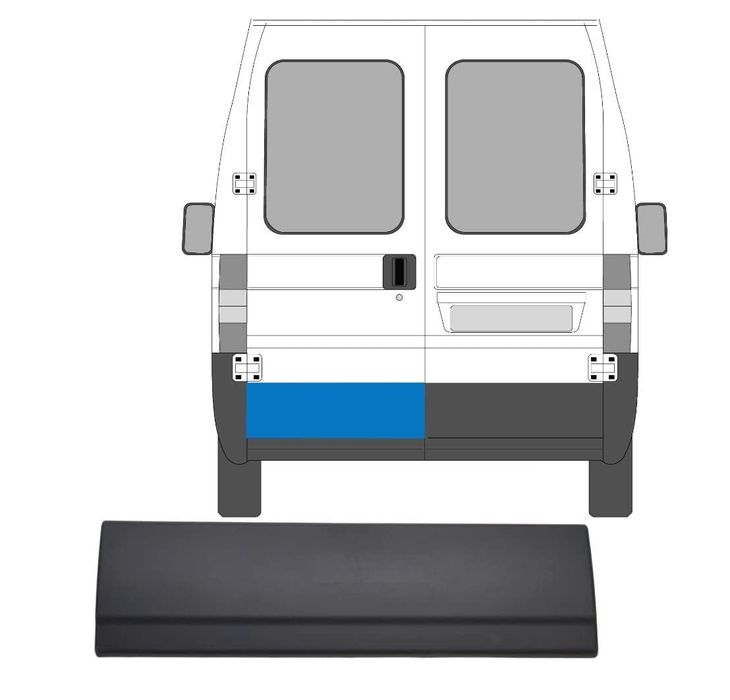 Bandou usa Citroen Jumper (244), 01.2002-08.2006; Fiat Ducato (244), 04.2002-09.2006; Peugeot Boxer (244), 04.2002-08.2006, partea stanga/dreapta, negru; usa spate; lungime 800, inaltime 220 mm