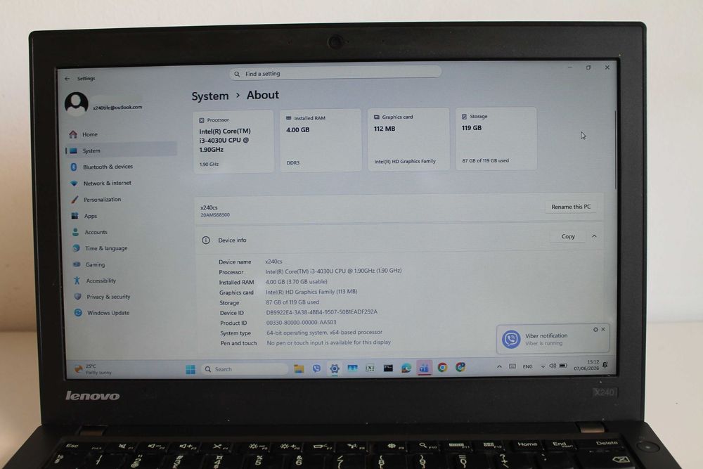 Lenovo ThinkPad x240 4GB RAM, 128GB, с Windows 11, използван