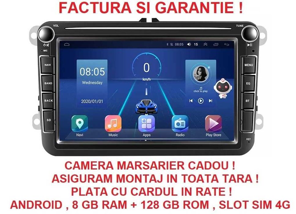 Navigatie 8GB RAM Carplay VW Golf 5 6 Passat B6 B7 CC Tiguan Jetta T6