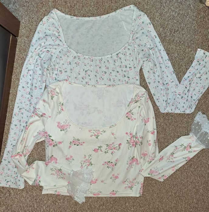 Lot bluze florale XL marca Shein cu dantelă