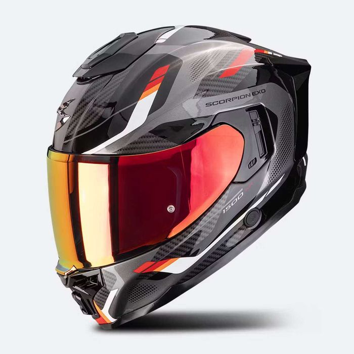 Мото каска SCORPION EXO -1500 AIR SLEEK Red/Black,вградени очила