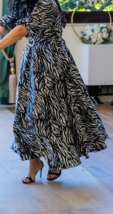 Rochie eleganta imprimeu alb negru