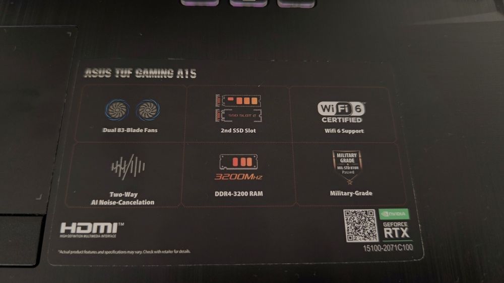 ASUS TUF Gaming A15 FA506ICB - Ryzen 5 / 16GB RAM / SSD 512GB / 144Hz

144Hz