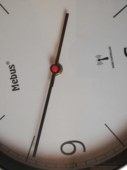 Ceas de perete cu radio control Mebus diametru 26cm, exterior-interior