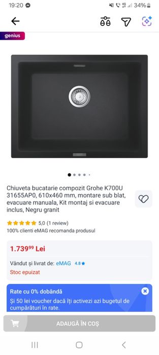 Chiuveta bucatarie compozit Grohe K700U