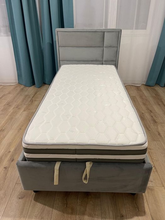 Pat tapitat  Amigo (Ambianta) 1 persoana 90x200 cu lada