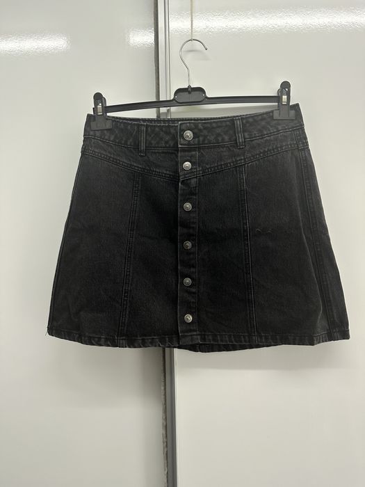 Fusta neagra denim cu capse