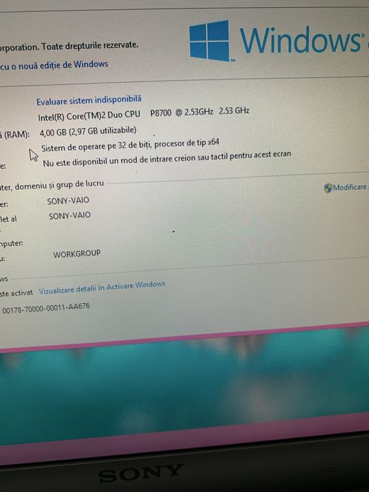 Laptop Sony Vaio display 15,6 led,500gb mem,4gb ram ddr3 cu incarcator