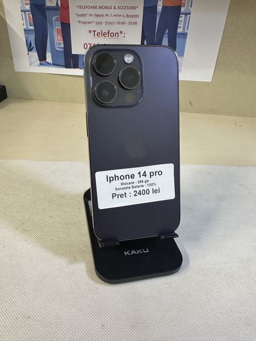 Iphone 14 pro / 256 gb / 100% baterie / folie sticla cadou