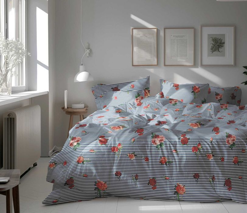 Lenjerie de pat dubla, Heinner, 4 piese, 200x220 cm, 100% bumbac, multicolor
