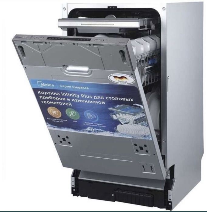 Узкая Посудамойка Midea  Посудомоечная машина встраиваемая