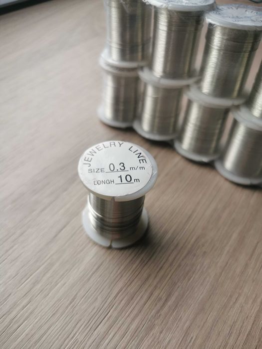 Fir metalic sarma pentru bijuterii 0,3 mm, argintiu, set 25 role x 10m