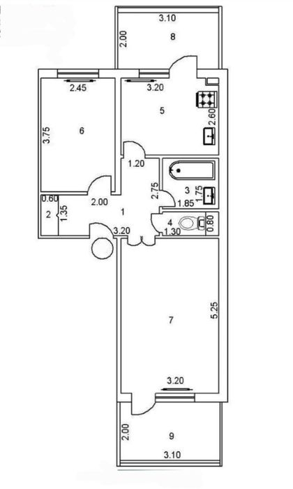Продаётся 2х комнатная Квартира Авиасозлар-1 Кадышева Французская план