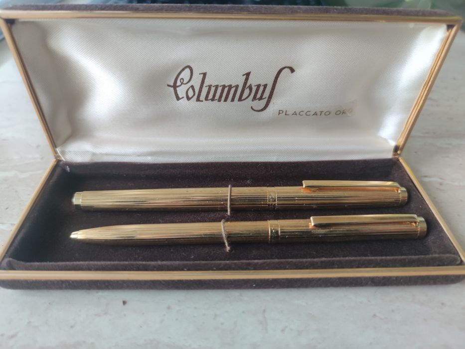 Set Vintage de Colectie Columbus - Stilou si Pix Placat Aur (Anii 70)