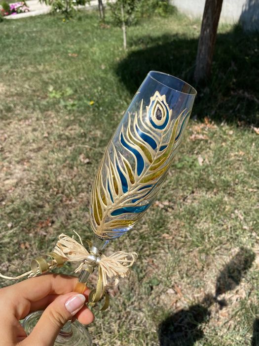 Ръчнонарисувани стъклени чаши 2бр.