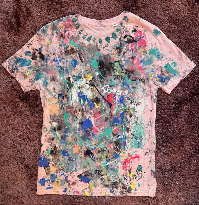 Ръчно рисувани фанелки съметани с принт