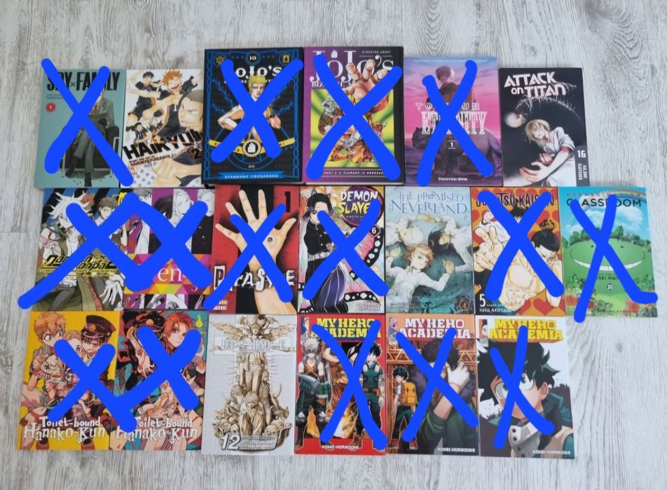 Manga Attack on Titan, Death Note, Haikyu, The promised neverland