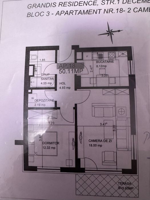 PROPRIETAR….Vand apartamen cu 2 camere in complexul Grandis