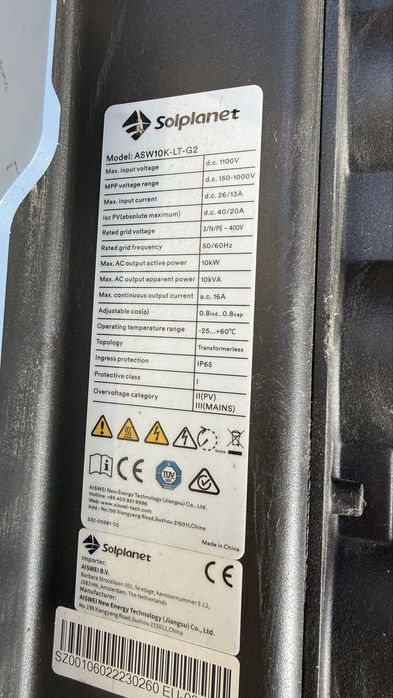 Invertor Solplanet On Grid 10kw Trifazic+Smartmeter Trifazic